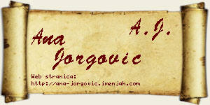 Ana Jorgović vizit kartica